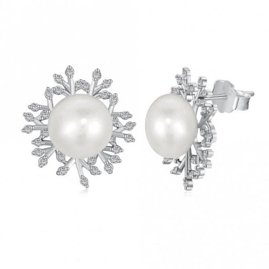 Fresh Water Pearl Sparkling Leaves Earrings ERLE023