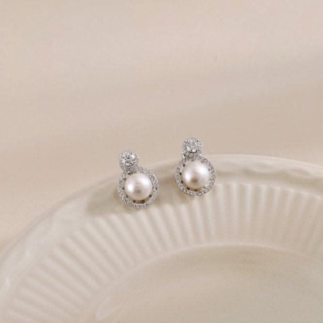Fresh Water Pearl Sparkling Stud Earrings ERLE021