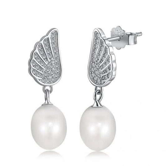 Fresh Water Pearl Wing Dropper Earrings ERLE024
