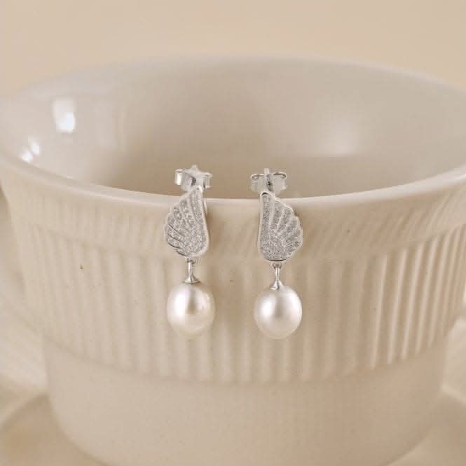 Fresh Water Pearl Wing Dropper Earrings ERLE024