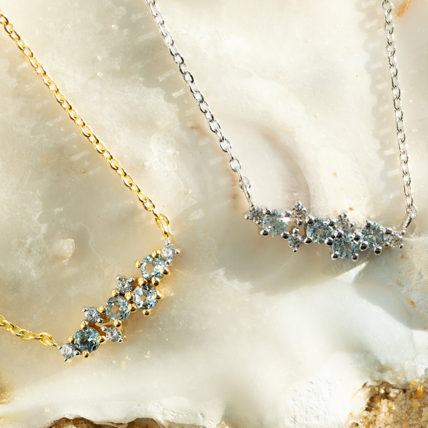 Silver Cluster Gemstone Necklace - Elara