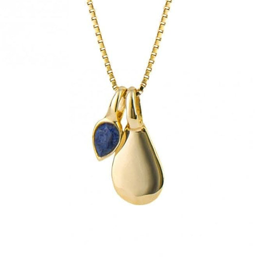 Gold Plated Birthstone September Lapis Lazuli Pendant P5187