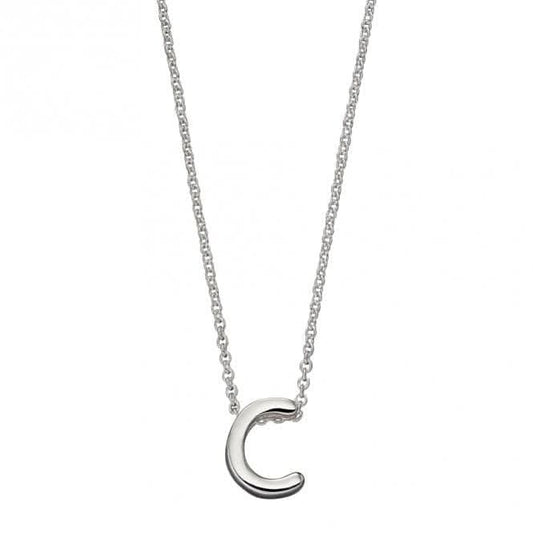 Initial C Plain Silver Initial Necklace N4430