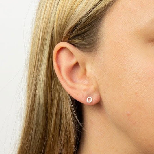Initial O Sterling Silver Stud Earrings E6032