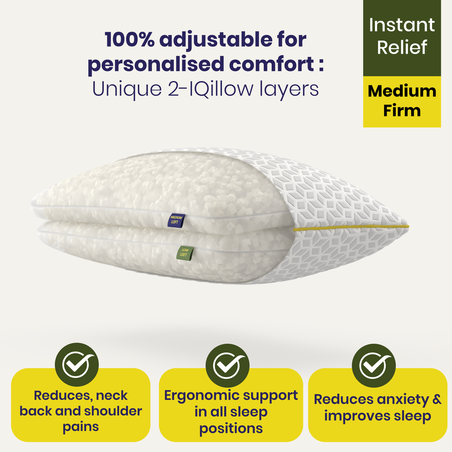 Brightr® Luna Adjustable Best Memory Foam pillow