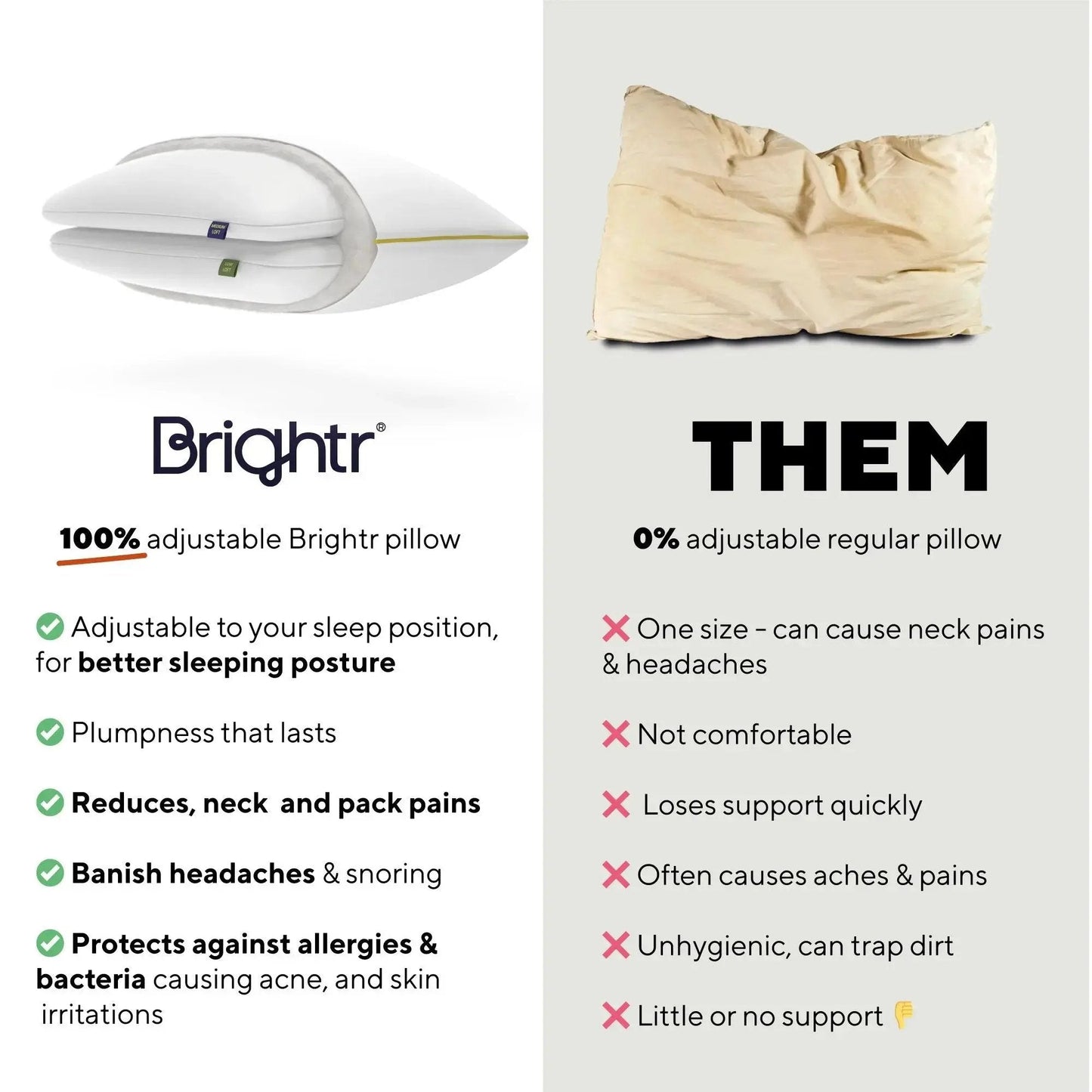 Brightr® Nox Vegan Down Alternative pillow