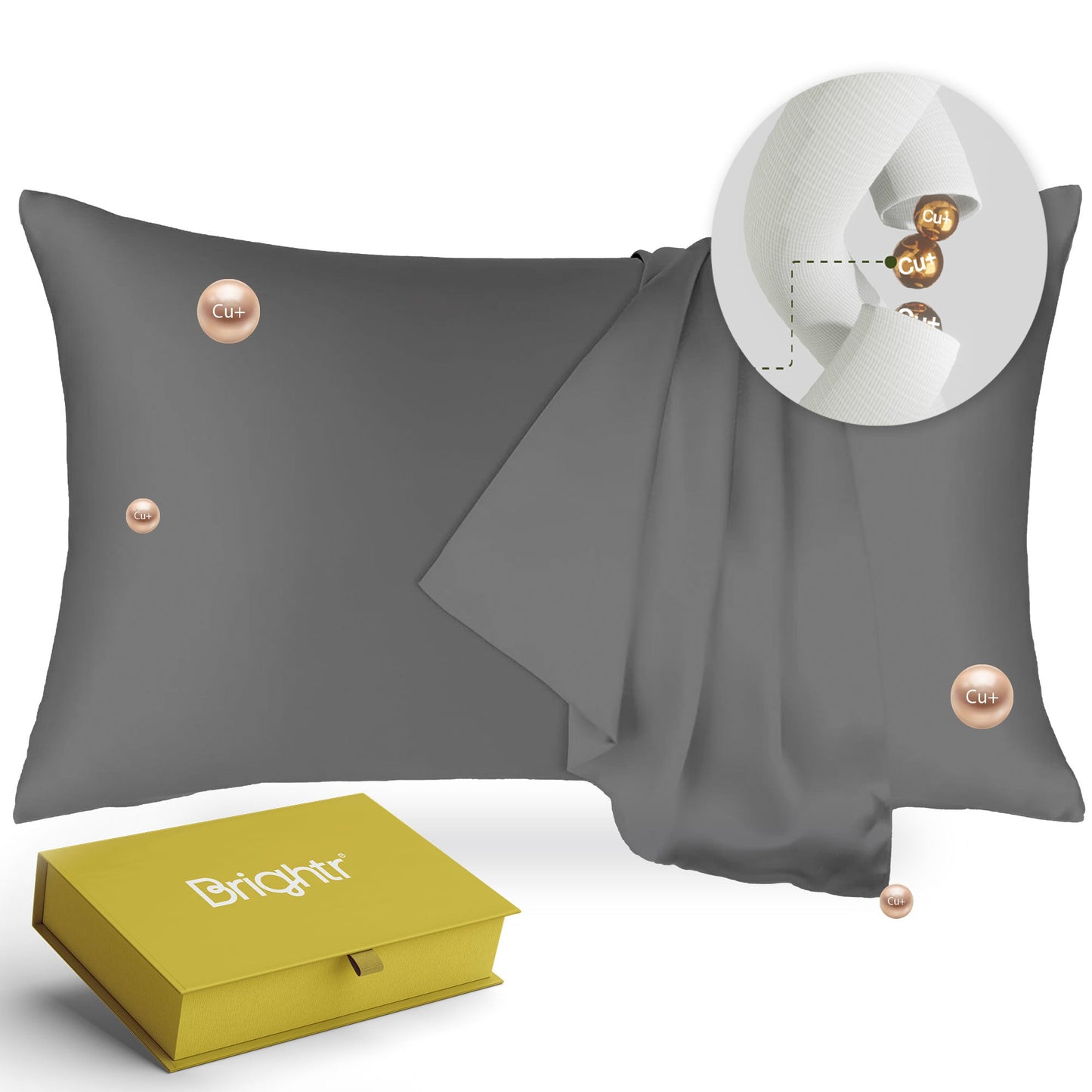Brightr® Copperdefense Eucalyptus Silk Pillowcase | Anti-Aging, Anti-Acne, Cooling