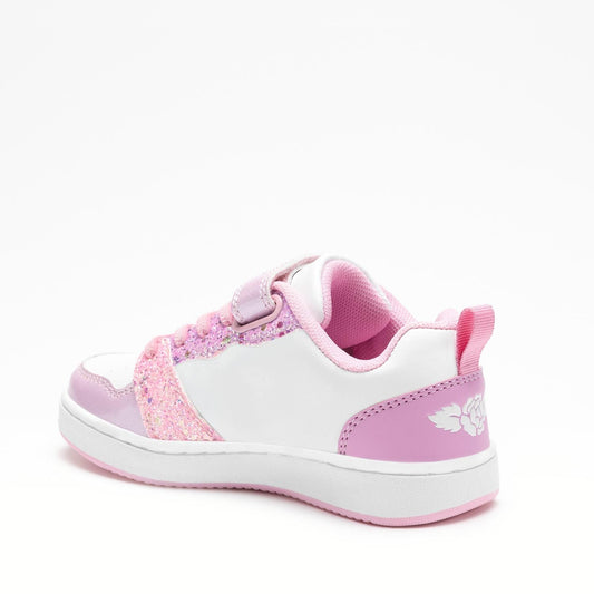 LELLI KELLY Girls Amalia Pink and White Glitter Trainers Elastic Laces