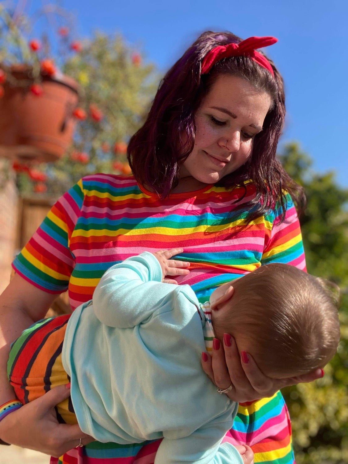 Rainbow Breastfeeding Skater Dress