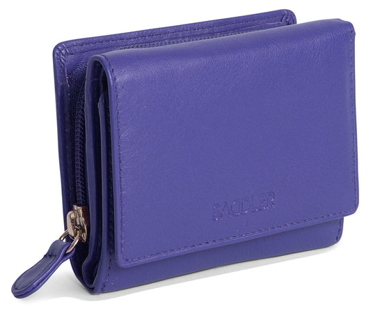 SADDLER CARLA Handmade Leather Compact Trifold Purse – RFID Protected | 5 Card Slots, ID Window & Zipped Coin Pocket | Gift Boxed