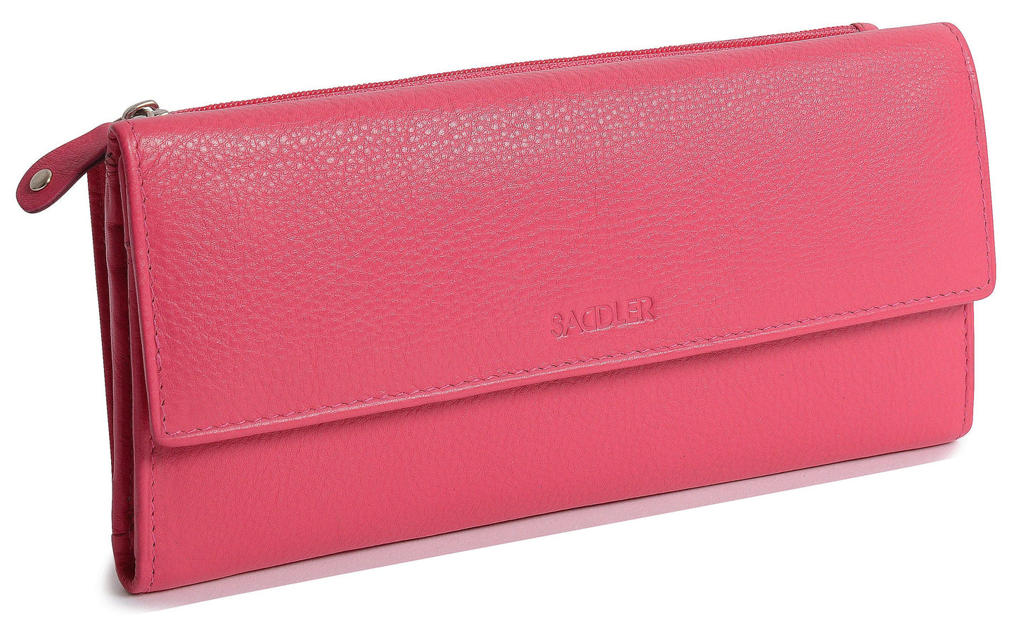 SADDLER CLAIRE Long Leather Trifold Purse - 18 Card Slots, Dual Zip Pockets, and Note Sections - RFID Protected