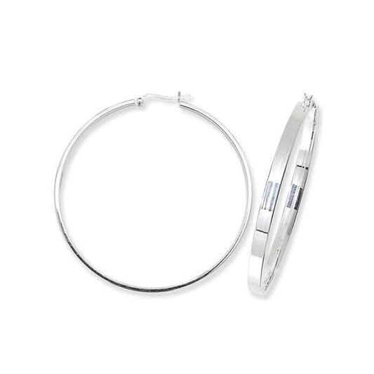 Acotis Silver Hoop Earrings Plain G5558