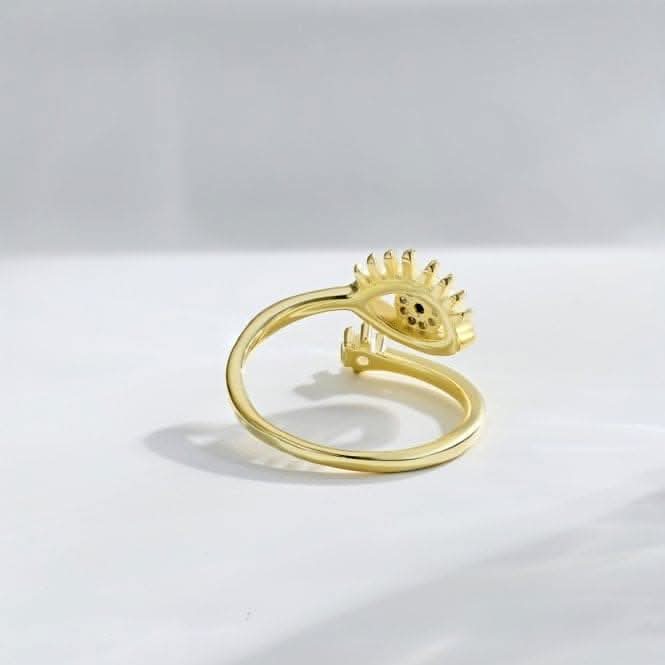 Silver Gold Plated Sparkling Zirconia Adjustable Blue Evil Eye Ring ERLR012
