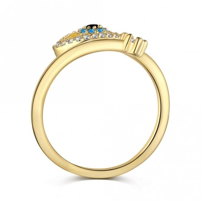 Silver Gold Plated Sparkling Zirconia Adjustable Blue Evil Eye Ring ERLR012