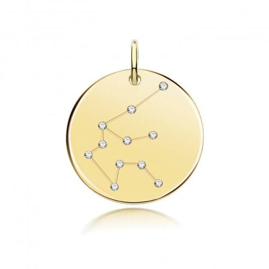 Acotis Silver Zodiac Constellation Aquarius Gold Plated G61103GP