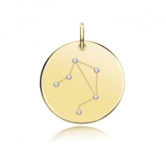 Acotis Silver Zodiac Constellation Libra Gold Plated G61101GP