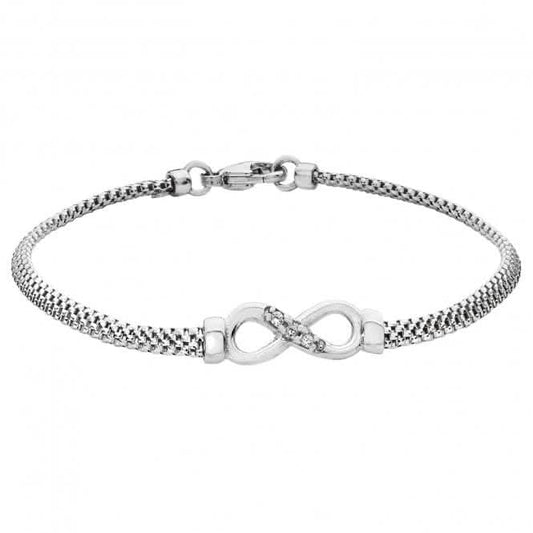 Acotis Silver Bracelet Rhodium Plated Mesh Zirconia Set G3272B