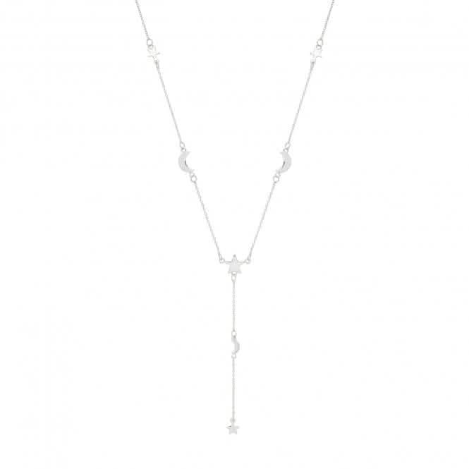 Acotis Silver Necklace Rhodium Plated Moon&Star G3375