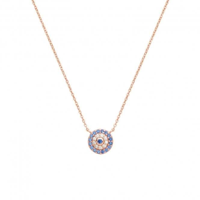 Acotis Silver Necklace Rose Gold Plated Blue & Wht Zirconia G3380R