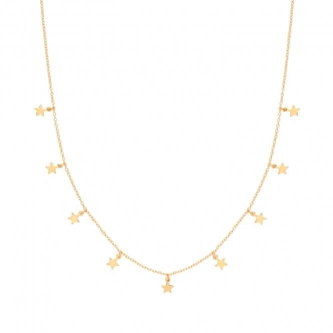 Acotis Silver Necklace Yel Gold Plated Star Charms G3371GP
