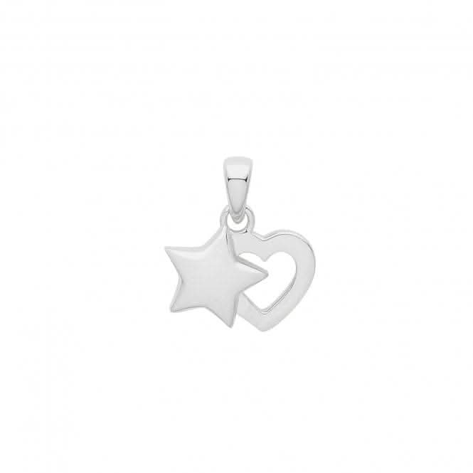 Acotis Silver Pendant Rhodium Heart And Star G61064