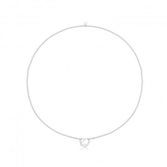 Acotis Silver Necklace Rhodium Plated Heart Clasp Bead G3404rh