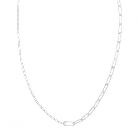Acotis Silver Necklace Rhodium Plated Paperclip Link G3402rh