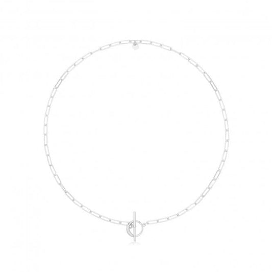 Acotis Silver Necklace Rhodium Plated Paperclip Link T-Bar G3401rh