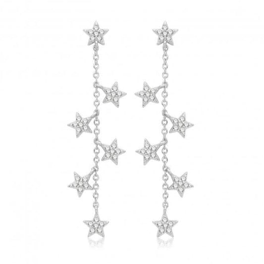 Acotis Silver Drop Rhodium Plated Stars G51359