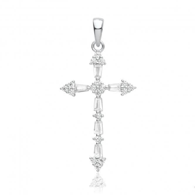 Acotis Silver Pendant Rhodium Plated Zirconia Cross G61131