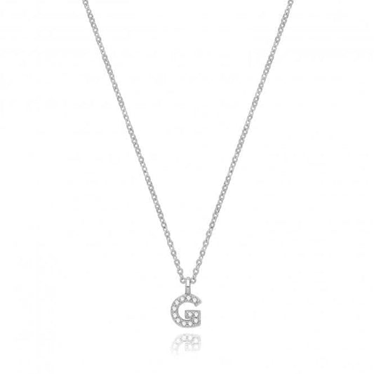 Acotis Silver Necklace Rhodium Plated Zirconia Initial G3395/G