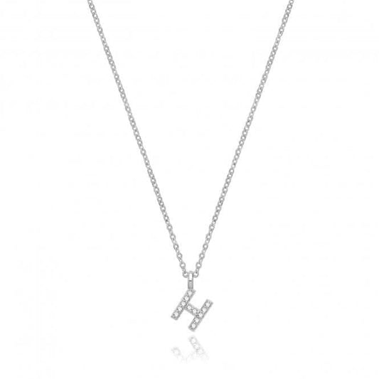 Acotis Silver Necklace Rhodium Plated Zirconia Initial G3395/H