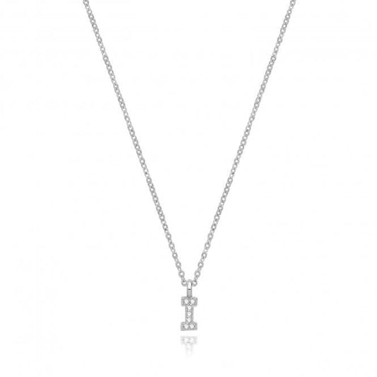 Acotis Silver Necklace Rhodium Plated Zirconia Initial G3395/I