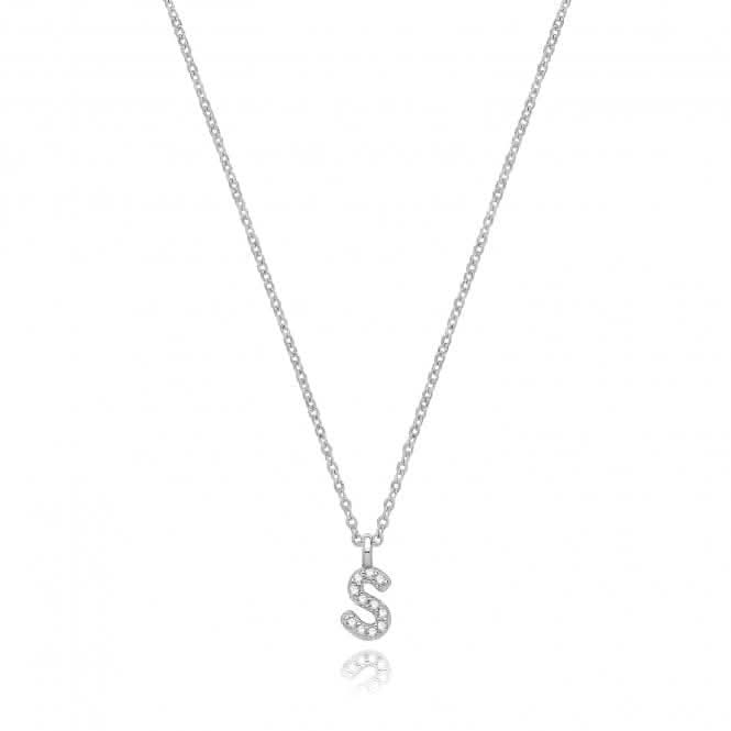 Acotis Silver Necklace Rhodium Plated Zirconia Initial G3395/S