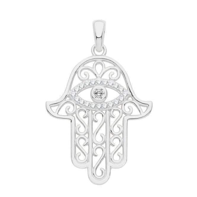 Acotis Silver Pendant Set Rhodium Zirconia Hamsa G61084