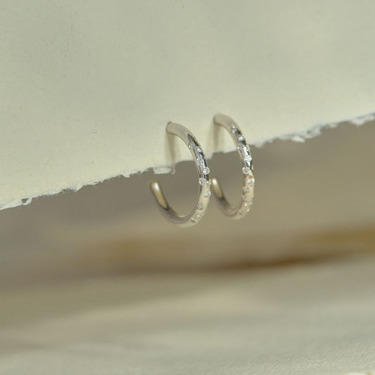 Silver White Topaz Gemstones- Seren Hoops