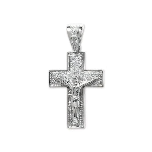 Acotis Silver Cross with Zirconia Stones Pendant G6017
