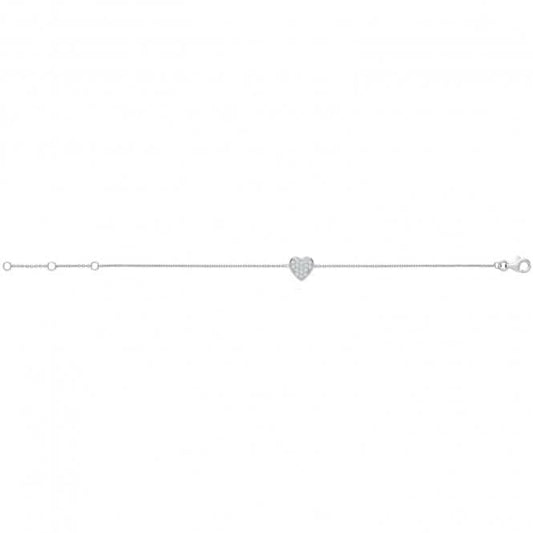 Acotis Silver Heart Bracelet with Zirconia Stones G3358B