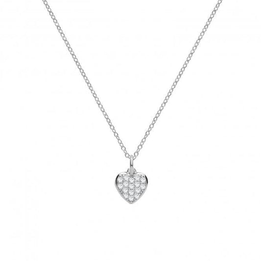 Acotis Silver Heart Necklace with Zirconia Stones Pendant G3358