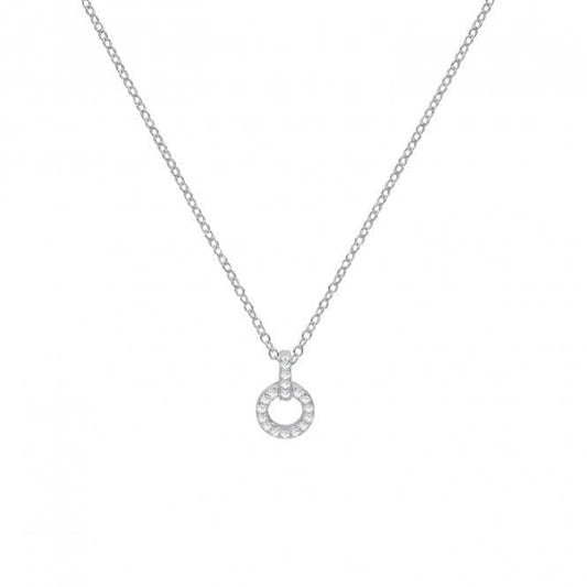 Acotis Silver Necklace Zirconia Open Circle G3366