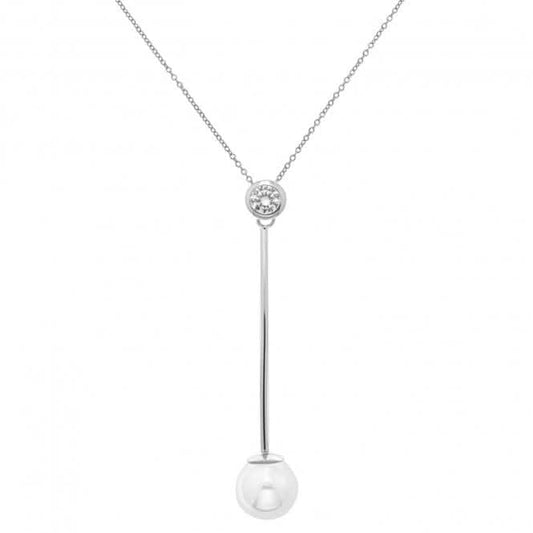 Acotis Silver Necklace Zirconia Pearl G3357