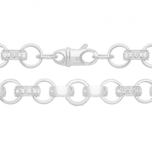 Acotis Silver Chain Zirconia Round Belcher G1174