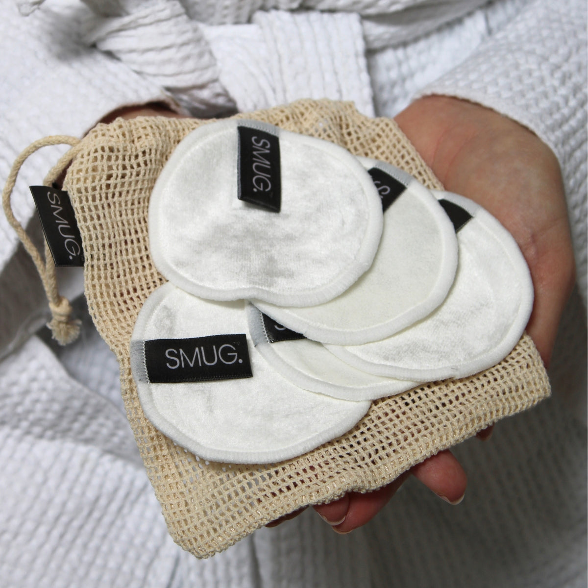 Reusable Bamboo Cotton Cleanse Pads with Mesh Wash Bag
