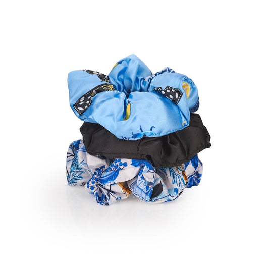 Cloud Satin Hair Scrunchie Set (set of 3) - Cornflower Butterflies