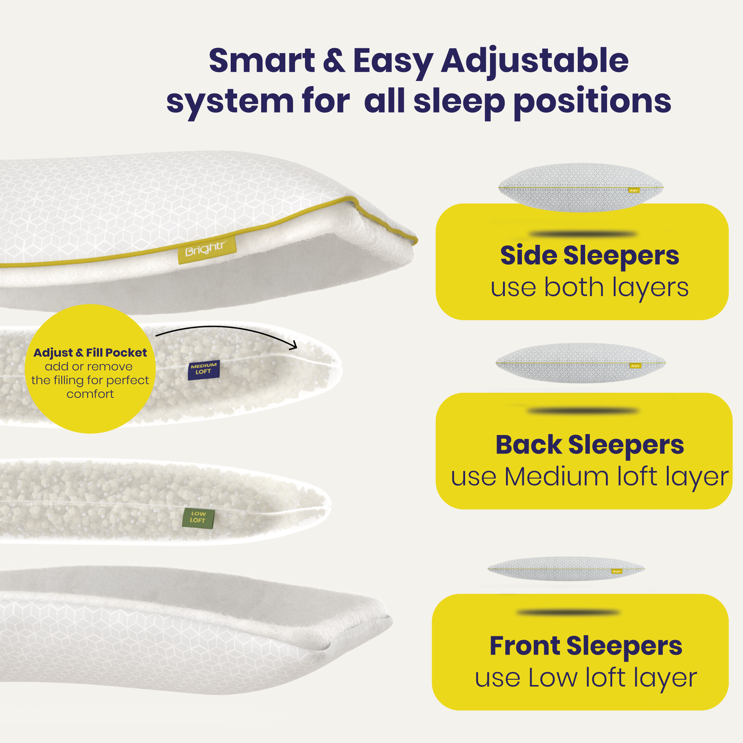 Brightr® Stella Hybrid Adjustable Pillow