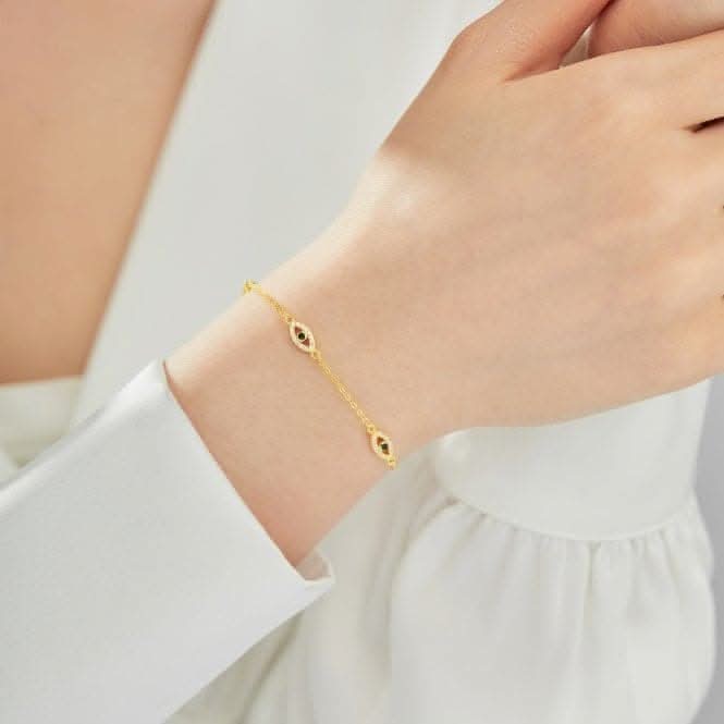 Sterling Silver Gold Plated Evil Eye Bracelet ERLB052
