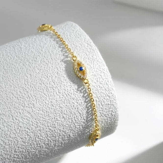 Sterling Silver Gold Plated Evil Eye Bracelet ERLB052