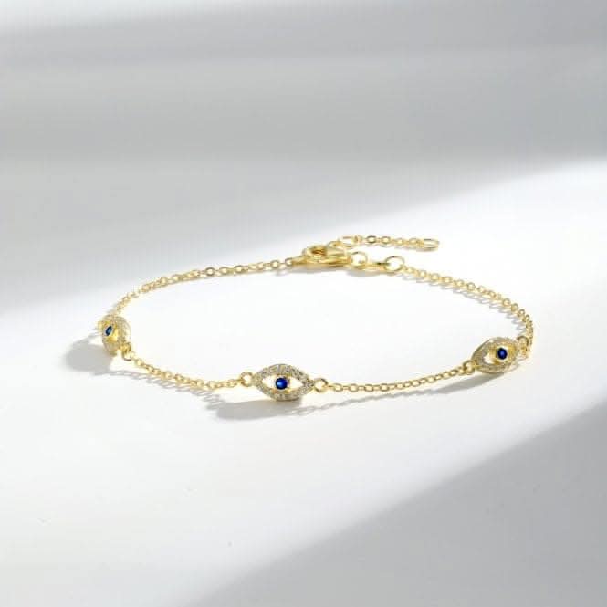 Sterling Silver Gold Plated Evil Eye Bracelet ERLB052