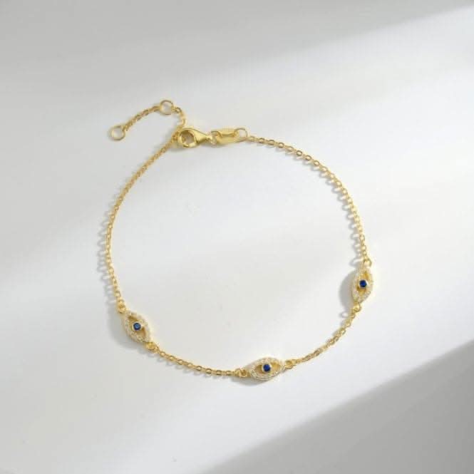 Sterling Silver Gold Plated Evil Eye Bracelet ERLB052