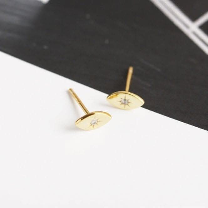 Sterling Silver Gold Plated Evil Eye Stud Earrings ERLE087